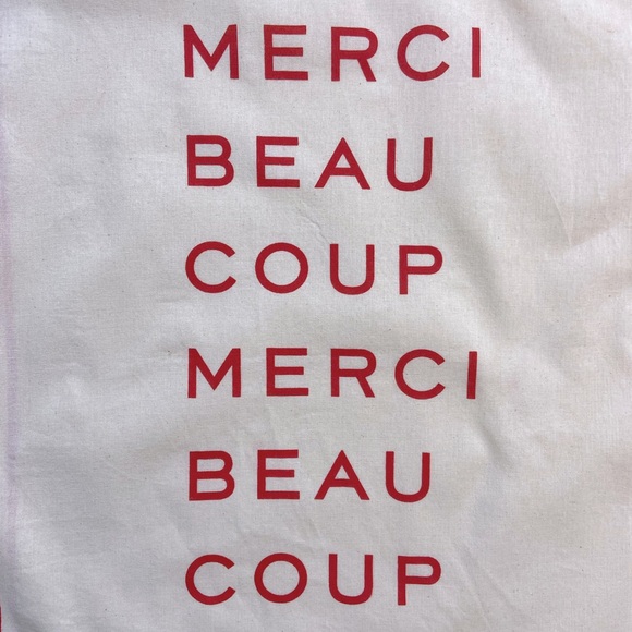 Clare V Merci Beau Coup Large French Dust Bag set of 3 Anthropologie Cream Red - Picture 3 of 15